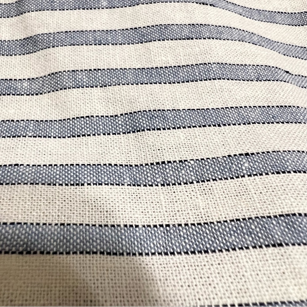 Pottery Barn Navy and White Striped Fabric Cotton Linen 20X26 Pillow Cover Only - Picture 2 of 6